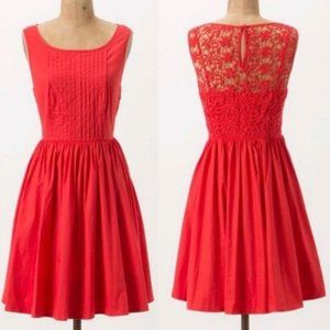 Red Lace Moulinette Soeurs Dress from Anthropologie with Pockets